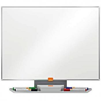 Nobo Basic - Pizarra en melanina, con marco en aluminio, pequeña 600 x 450 mm, color blanco