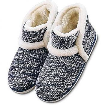 Zapatillas Casa Bota para Unisexo Antideslizante Pantuflas Invierno Pelusa Azul Oscuro 37/38 EU
