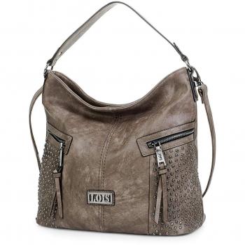 Lois - 94670 Bolso de Mujer Bandolera Tipo Hobo Ajustable. Cierre con Cremallera. Bolsillos Laterales y detrás. Piel sintética Polipiel, Color Marron