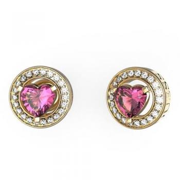 Pendientes de corazón Guess para mujer en color dorado y rosa, modelo JUBE04669JWYGFCT-U