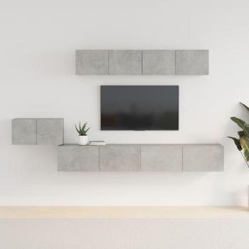 Set de muebles de TV 5 piezas madera contrachapada gris hormigón