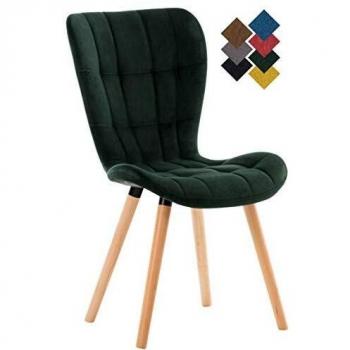 Silla de Comedor Elda en Terciopelo Verde con Base de Madera y Diseño Elegante