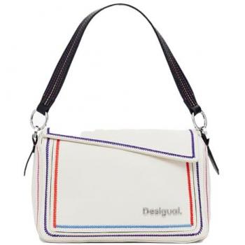 Desigual Cleo White Clip Handbag with Coloured Pattern, Size: ONE SIZE