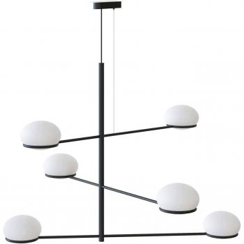 Colgante Coco LEDS-C4, Policarbonato, Aluminio, Acero Negro/Blanco, 230 cm
