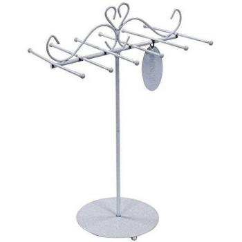 Songmics Soporte para joyas, colgador para pendientes, pulseras, con perchas, color blanco JDS062