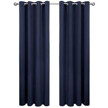 Amazon Brand - Umi Cortinas Opacas Salon Modernas para Ventana Dormitorio Termicas Aislantes con Ojales 2 Piezas 168x229cm Azul Marino
