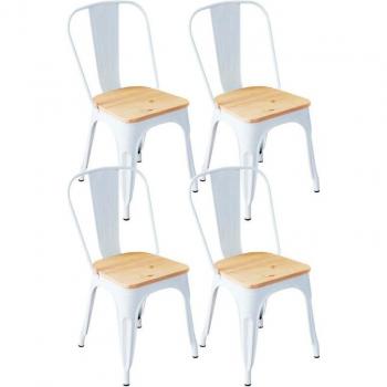 Pack 4 Sillas Industriales Strong con Asiento de Madera Thinia Home