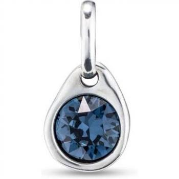 UNO de 50 Silver-Plated Circular Charm with Blue Crystal Elegance