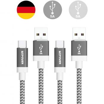 TUPower K37 2 piezas USB tipo C cable 3.1 5A 0,3m corta Typ C cable de carga para Huawei Mate 20 10 Pro P20 Porsche Design P10 P9 Plus Honor View 10 Super-Charge gris