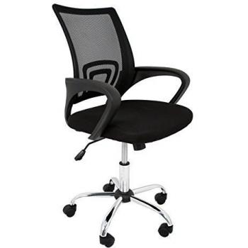 La Silla Española Ribadeo Silla de Oficina sin Reposacabezas, Poliéster y Rejilla, Negro, 61x58x89 cm