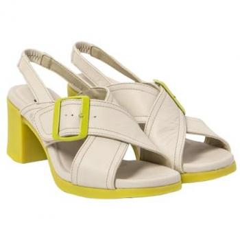 Sandalias de Piel 1845 Cannes Beige para Mujer - Altura tacón 7,5 cm - Nappa Cream-Pistacho