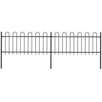 Black Steel Garden Fence with Hoop Top 3.4x0.8 m