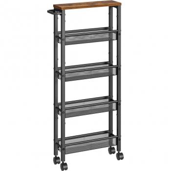 Carro Estrecho de Cocina de 5 Niveles con Ruedas y Asa - Ideal para Espacios Reducidos, Dimensiones: 13x41x99,6 cm, Uso en Cocina, Baño, Salón o