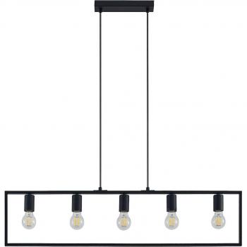 Lámpara colgante Lindby Sherwin moderna de metal negro para salón y comedor, 5 llamas E27