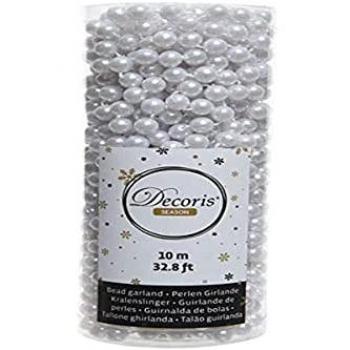 Cadena de bolas decorativas navideñas 10m color blanco