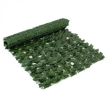 Seto Artificial Denso 90% - Protección Visual y Contra Incendios - PVC Anti UV - 1x3 m Verde Oscuro