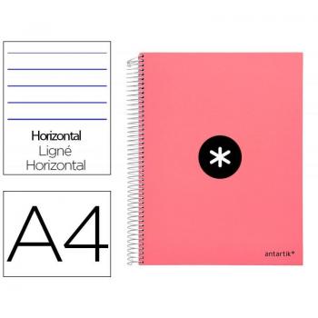 Cuaderno Espiral Liderpapel A4 Micro Antartik Tapa Forrada 120h 100 gr Horizontal 5 Banda4 Taladors Color Coral