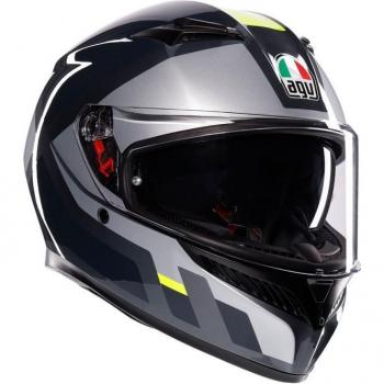 AGV K3 Integral Casco Gris Adulto con diseño aerodinámico, sistema de ventilación eficiente, interior desmontable y lavable, visera anti-rayaduras y homologación ECE 22.05
