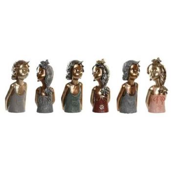 Figura Decorativa DKD Home Decor 12 x 14,5 x 32 cm Rojo Gris Azul Rosa (3 Unidades)