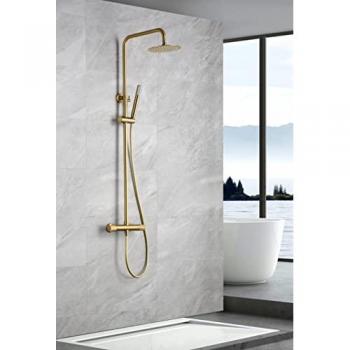 Conjunto de ducha termostático Line Imex oro cepillado