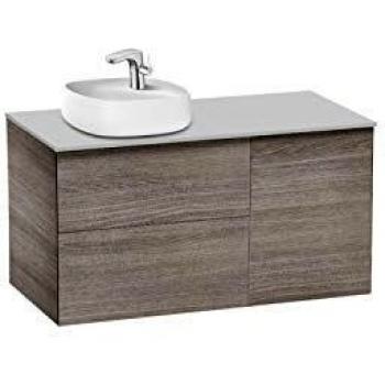 Lavabo posición izquierda + Mueble base 2 cajones + 1 Puerta Beyond Roca, 100 x 50 x 52 centímetros, color roble