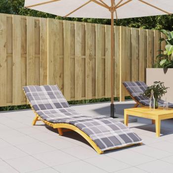 Gray Check Pattern Oxford Fabric Sun Lounger Cushion 200x60x3 cm