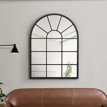 Espejo de Pared Cuadriculado Villalago 80 x 60 cm - Negro Mate, MDF