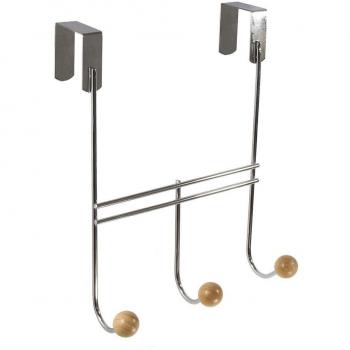 FRANDIS Fandis 190427 - Puerta Escudo 3 plazas, 21 x 6,5 x 28 cm, Color: de Metal Cromado/Madera