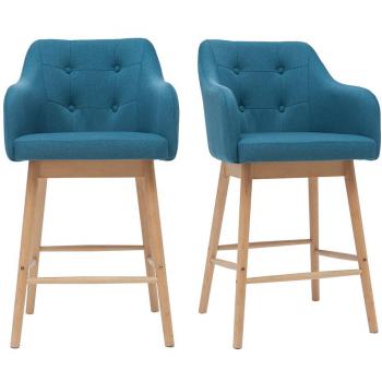 Taburetes de bar nórdicos azul petróleo y madera A65 cm (lote de 2) BALTIK