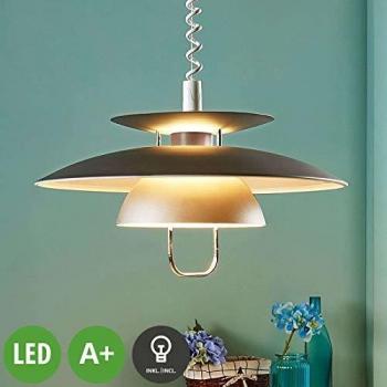 Lámpara colgante LED Nadija para comedor gris