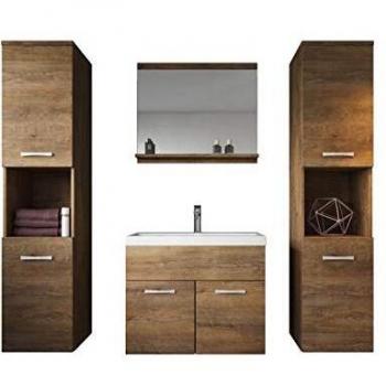 Conjunto de Muebles de Baño Montreal XL 60 cm - Roble Marrón - Mueble Lavabo y Armario Alto