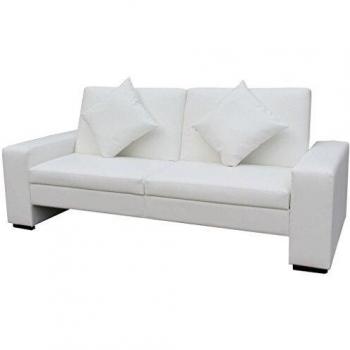 vidaXL Sofá Cama de Cuero Artificial Blanco Sala de Estar Descanso Dormitorio