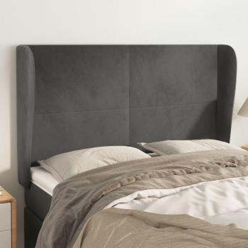 Cabecero con orejas de terciopelo gris oscuro 147x23x118/128 cm vidaXL