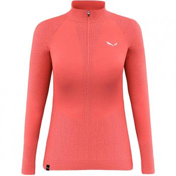 Salewa Pullover Femenino Zebru Responsive 1/2 Zip Manga Larga Rosa