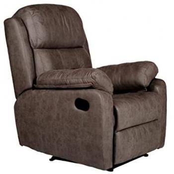 Sillón Relax Genova - Sistema reclinable con palanca, cómodo y elegante, tela magnolia color chocolate