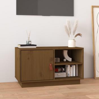 Mueble de TV de madera maciza de pino marrón miel 70x34x40 cm
