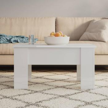 Mesa de salón blanca pulida 79x49x41 cm madera contrachapada brillo