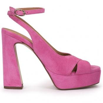 Sandalias de tacón de ante en color fucsia modelo OTRANTO