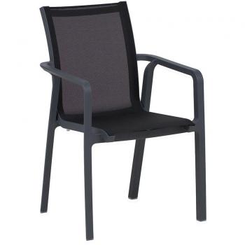 Compamia Pacific Sling Arm Chair - Dark Gray Frame Black Sling