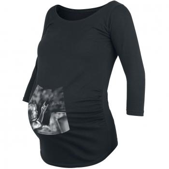 Moda Pre Mama Ultrasound Bebe Heavy Metal Manga larga Negro XL