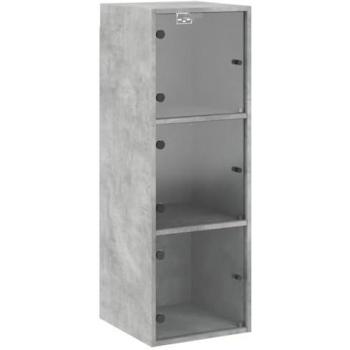 Mueble de pared con puertas de vidrio gris hormigón 35x37x100 cm