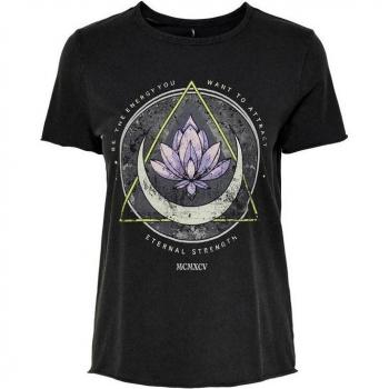 Camiseta Only Lucy Regulable de Manga Corta Negra para Mujer con Estampado
