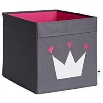 STORE.It 672180 - Caja de almacenaje abierto, Gris con blanco Corona, poliéster, gris/blanco, 38 x 32 x 32 cm