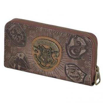 Billetero Harry Potter Pride Marrón con Diseño de Casas de Hogwarts, Sintético y Unisex
