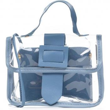 IRIA QUINTANA Bolso Bandolera Tote Mini Transparente de PVC y Piel Sintética