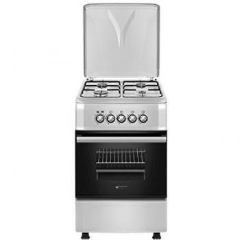 EAS ELECTRIC SMART TECHNOLOGY | EFG555X | Cocina de gas Inox | Color Inox | 50 cm | Gas butano y gas natural | Autoencendido | Horno de 55 litros | Tapa de metal | Parrillas esmaltadas | 4 fuegos