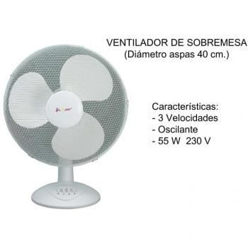 Ventilador de Sobremesa Oscilante F BRIGHT 40 cm 50W con 3 Velocidades