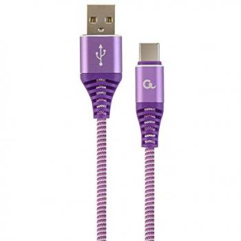 Cable USB 2.0 Tipo A a Tipo C de 2 metros Violeta y Blanco