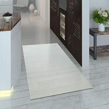 Alfombra Exterior e Interior Paco Home Waregem 621, Rectangular, 120x170 cm, Tejido Plano Melange con Ribete Blanco, Altura de 4 mm