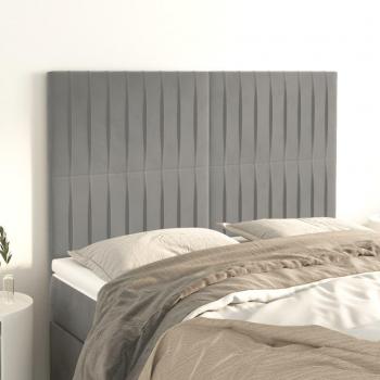 Cabeceros de terciopelo gris claro 4 unidades 72x5x78/88 cm